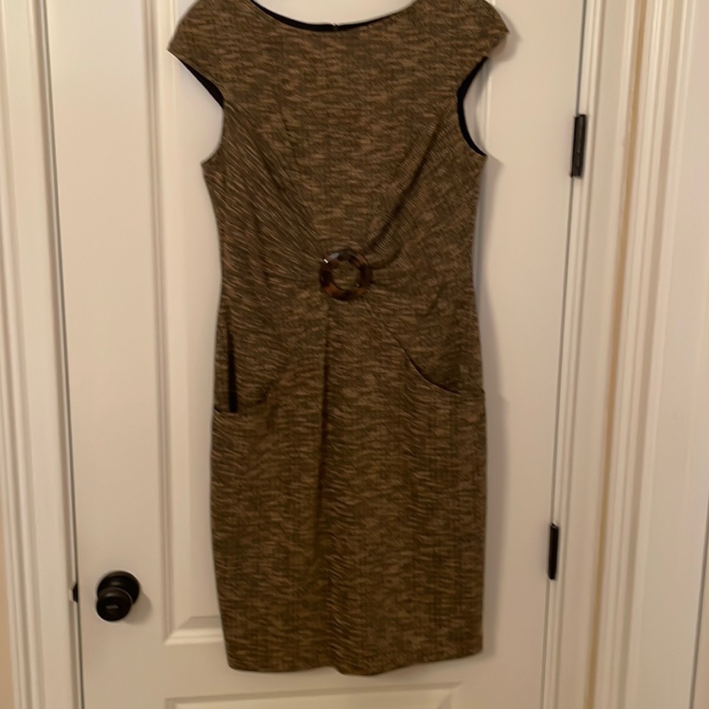 David Meister brand new size 10 brown/black/cream dress with pockets